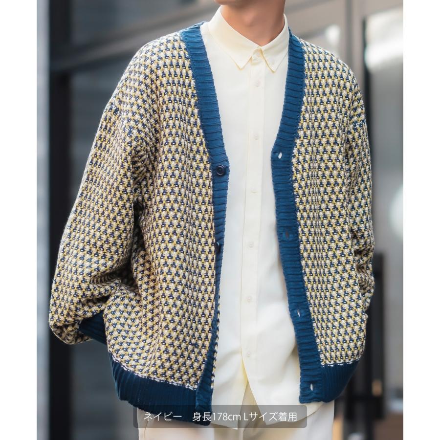 カーディガン メンズ 3色 シャギー ジャガード バルーン シルエット 大きいサイズ オーバーサイズ 古着MIX きれいめカジュアル ストリート 韓国ファッション | improves | 10