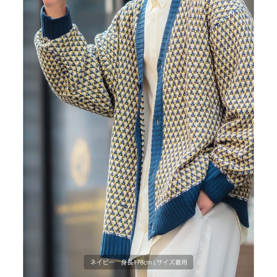 カーディガン メンズ 3色 シャギー ジャガード バルーン シルエット 大きいサイズ オーバーサイズ 古着MIX きれいめカジュアル ストリート 韓国ファッション | improves | 11