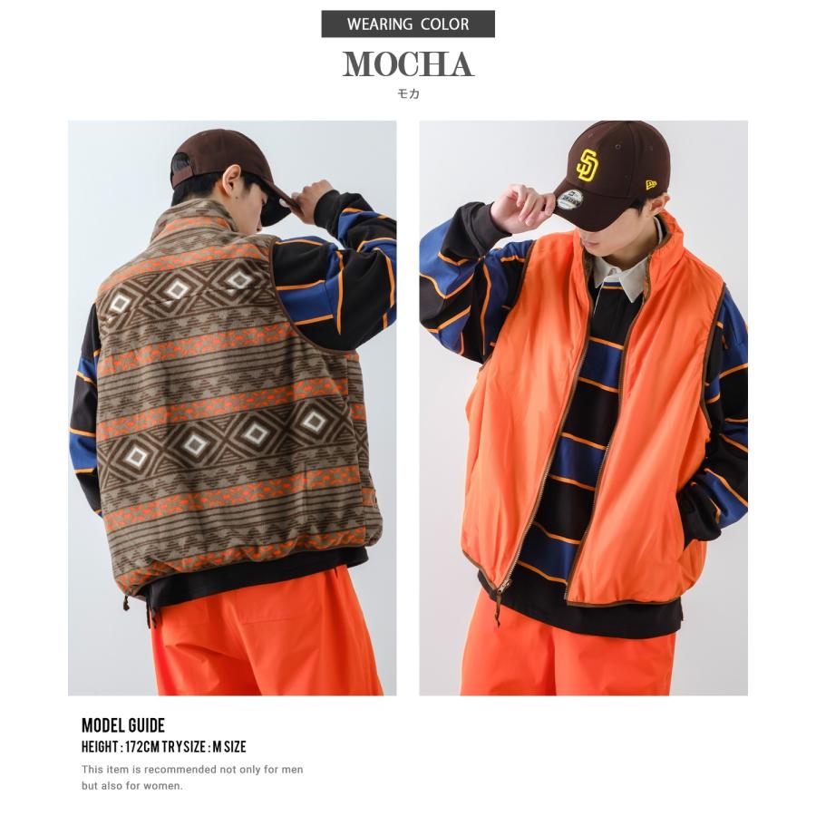 ベスト メンズ マイクロ フリース リバーシブルベスト 幾何学模様 オーバーサイズ ゆったり 大きいサイズ アメカジ ストリート古着MIX スケーター アウトドア | improves | 17