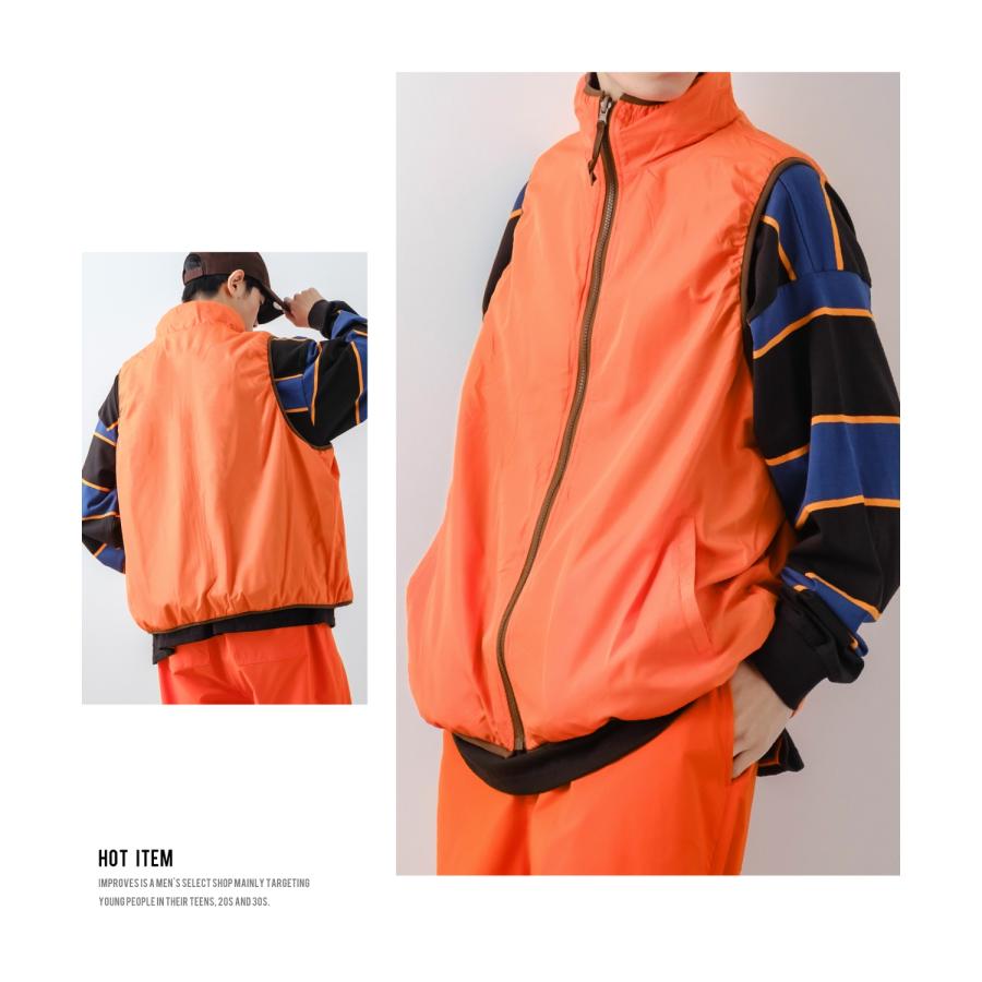 ベスト メンズ マイクロ フリース リバーシブルベスト 幾何学模様 オーバーサイズ ゆったり 大きいサイズ アメカジ ストリート古着MIX スケーター アウトドア | improves | 18