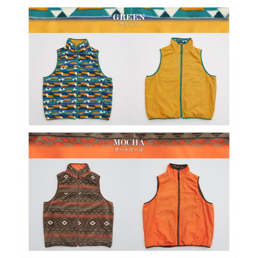 ベスト メンズ マイクロ フリース リバーシブルベスト 幾何学模様 オーバーサイズ ゆったり 大きいサイズ アメカジ ストリート古着MIX スケーター アウトドア | improves | 21