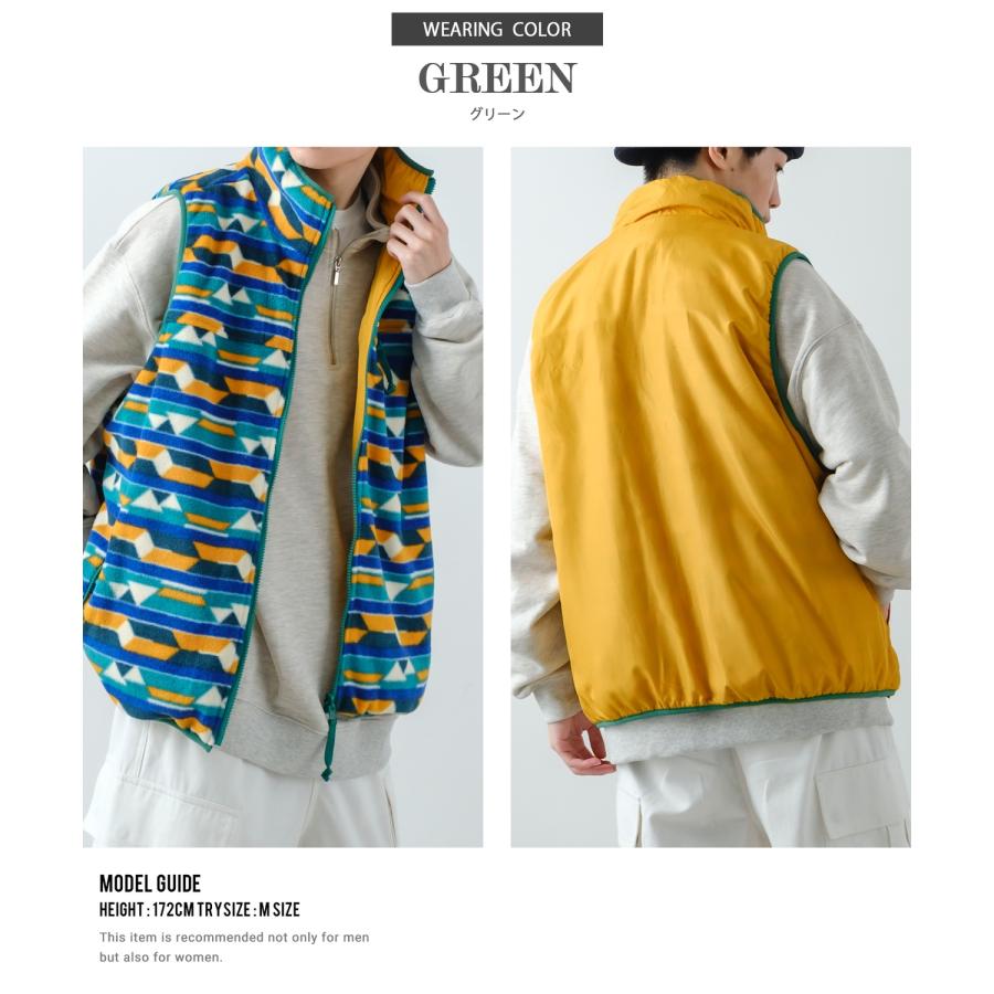 ベスト メンズ マイクロ フリース リバーシブルベスト 幾何学模様 オーバーサイズ ゆったり 大きいサイズ アメカジ ストリート古着MIX スケーター アウトドア | improves | 10