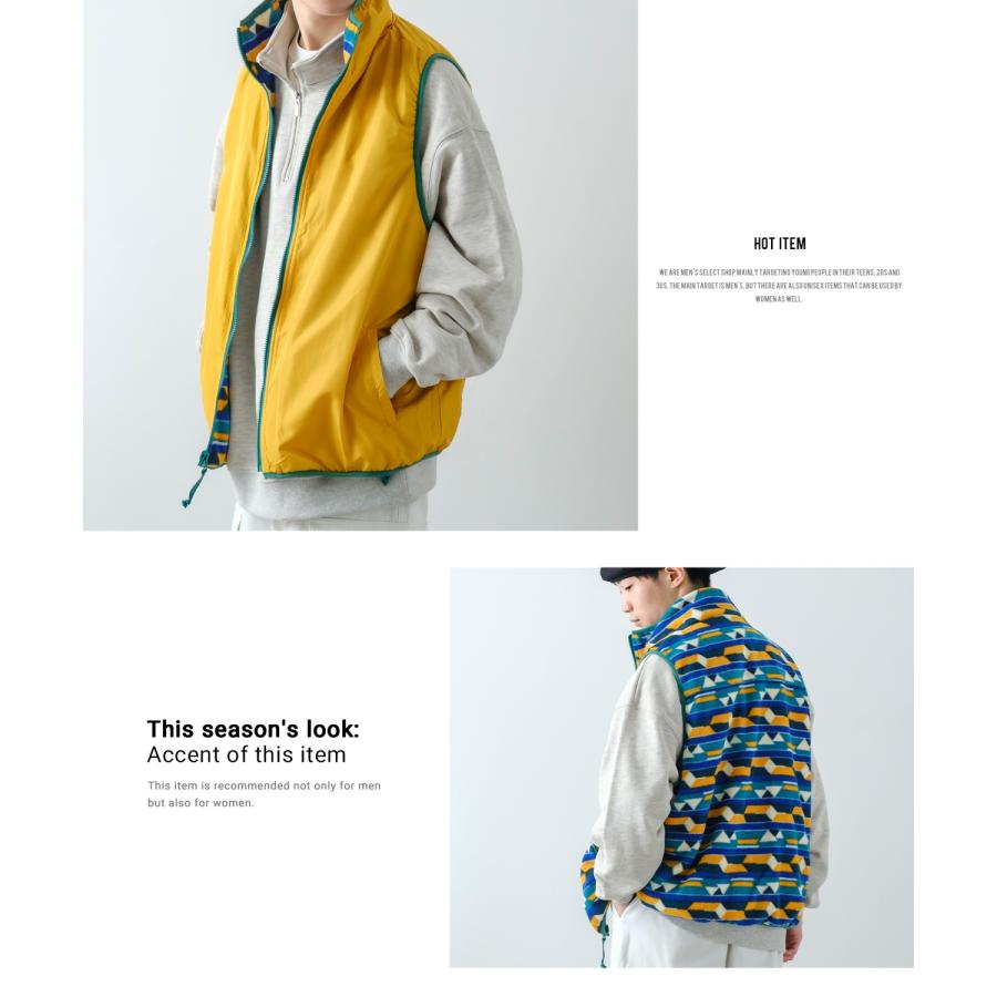 ベスト メンズ マイクロ フリース リバーシブルベスト 幾何学模様 オーバーサイズ ゆったり 大きいサイズ アメカジ ストリート古着MIX スケーター アウトドア | improves | 11