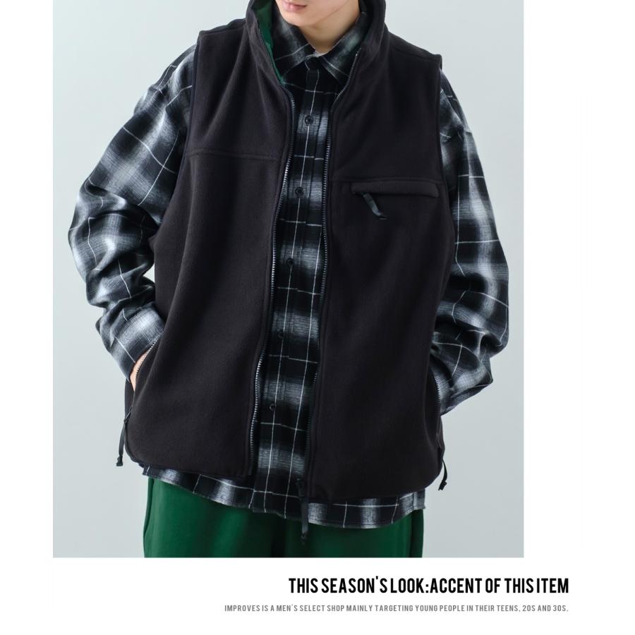 ベスト メンズ マイクロ フリース リバーシブルベスト 幾何学模様 オーバーサイズ ゆったり 大きいサイズ アメカジ ストリート古着MIX スケーター アウトドア | improves | 12