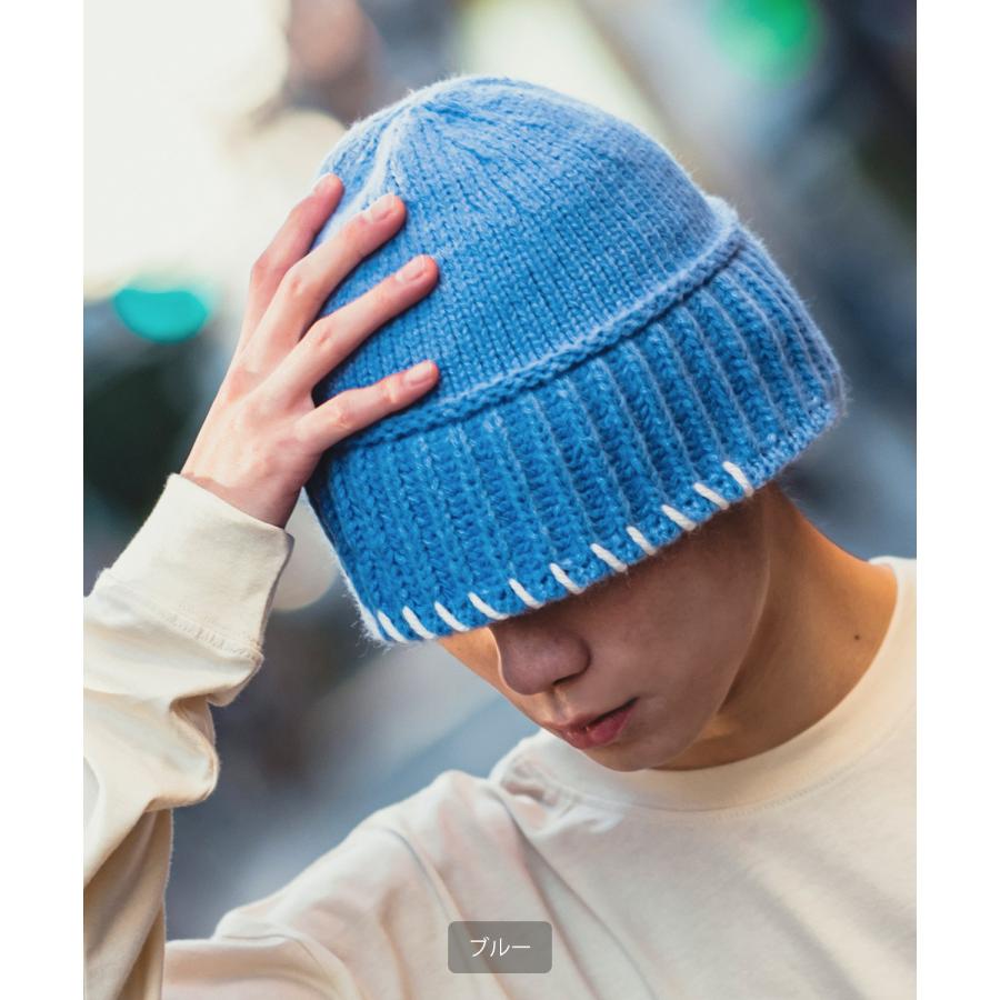 ニット帽 メンズ レディース ステッチデザイン ニットキャップ ビーニー ストリート 韓国ファッション カジュアル 古着MIX イエロー ラベンダー ブラック グレー | improves | 17