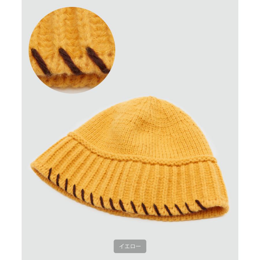 ニット帽 メンズ レディース ステッチデザイン ニットキャップ ビーニー ストリート 韓国ファッション カジュアル 古着MIX イエロー ラベンダー ブラック グレー | improves | 18
