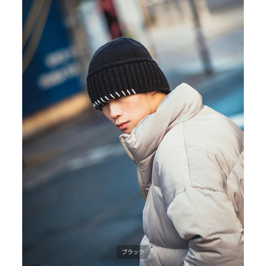 ニット帽 メンズ レディース ステッチデザイン ニットキャップ ビーニー ストリート 韓国ファッション カジュアル 古着MIX イエロー ラベンダー ブラック グレー | improves | 11