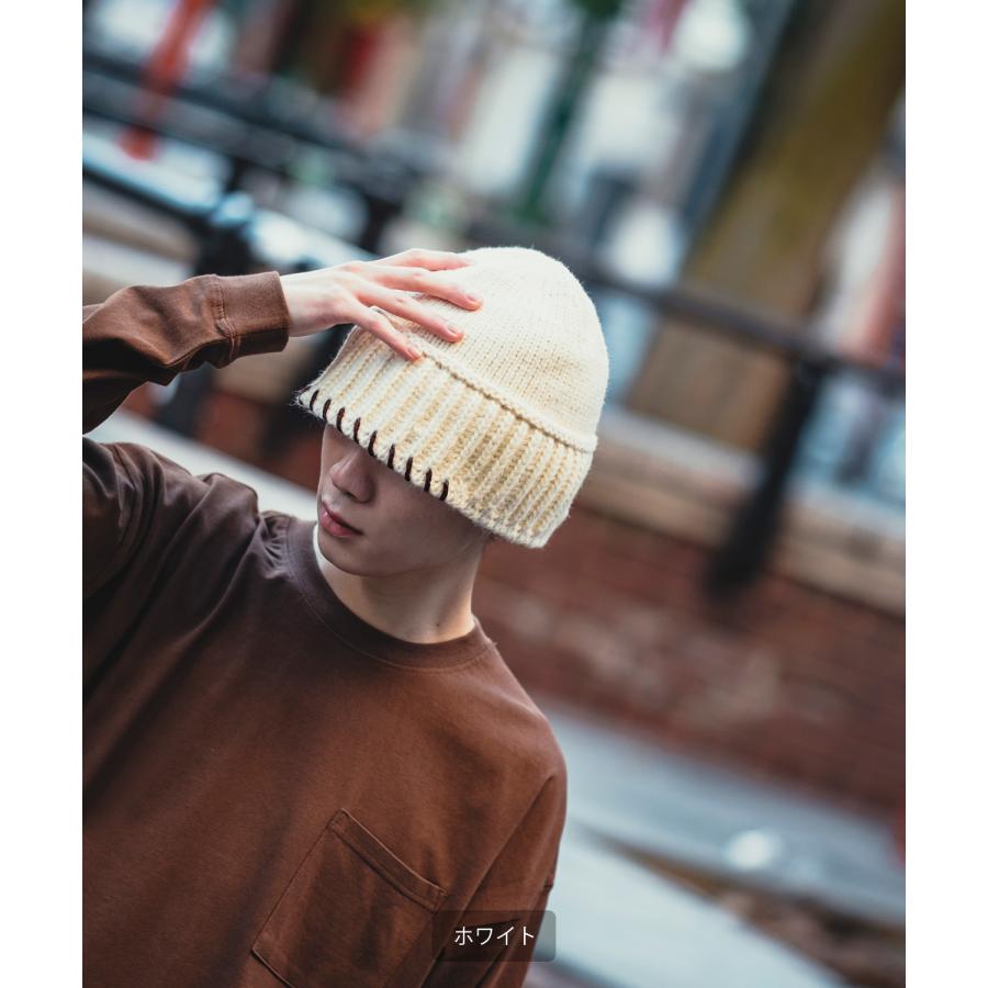 ニット帽 メンズ レディース ステッチデザイン ニットキャップ ビーニー ストリート 韓国ファッション カジュアル 古着MIX イエロー ラベンダー ブラック グレー | improves | 14