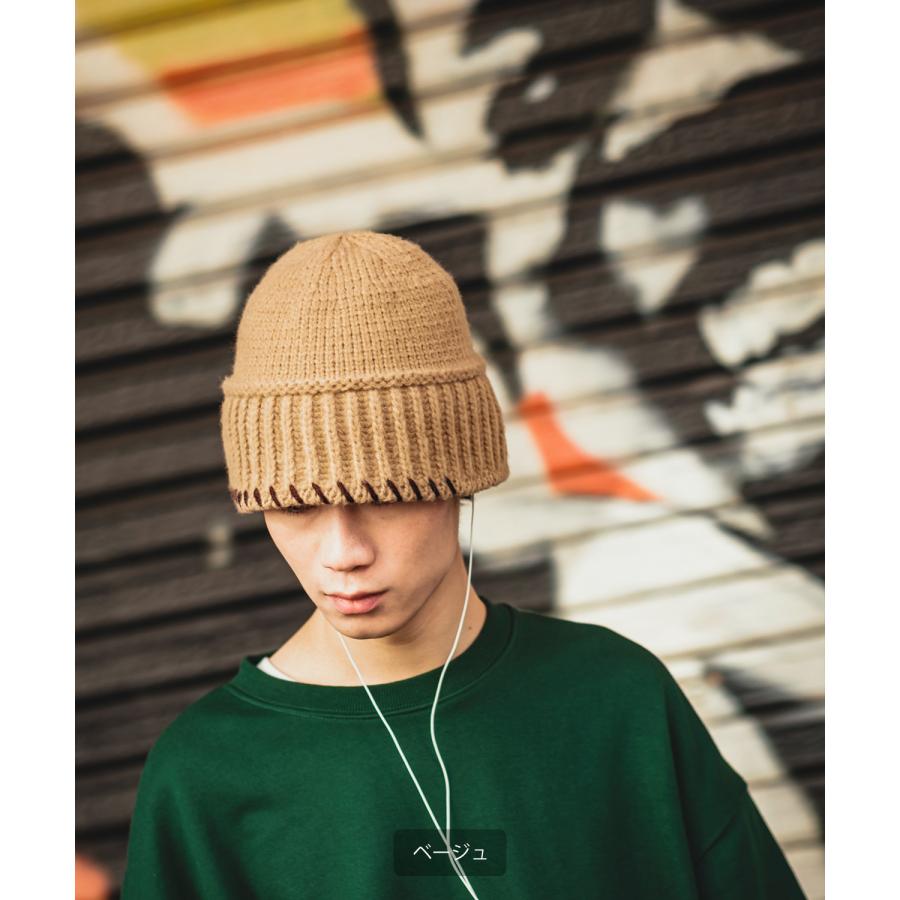 ニット帽 メンズ レディース ステッチデザイン ニットキャップ ビーニー ストリート 韓国ファッション カジュアル 古着MIX イエロー ラベンダー ブラック グレー | improves | 16