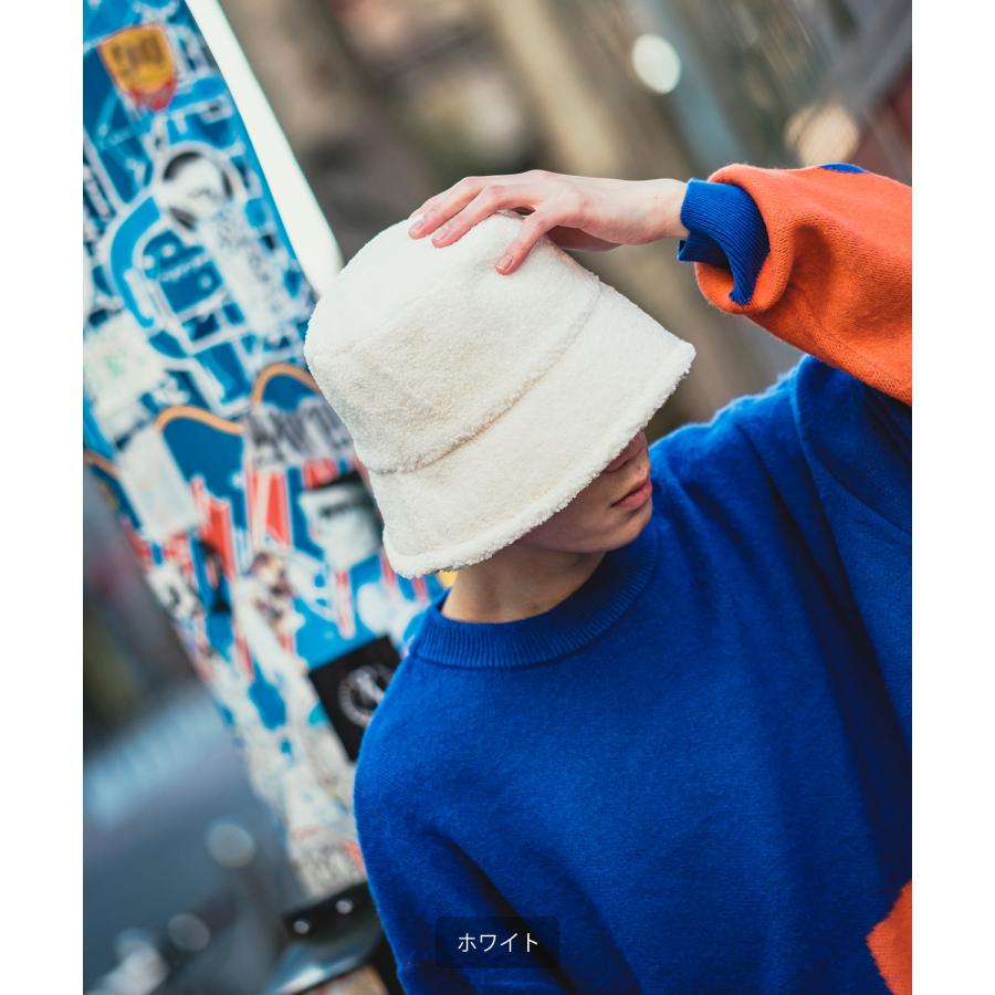 ハット メンズ レディース バケットハット 帽子 ボア ストリート 韓国ファッション カジュアル 古着MIX ブラック ブラウン ホワイト | improves | 04