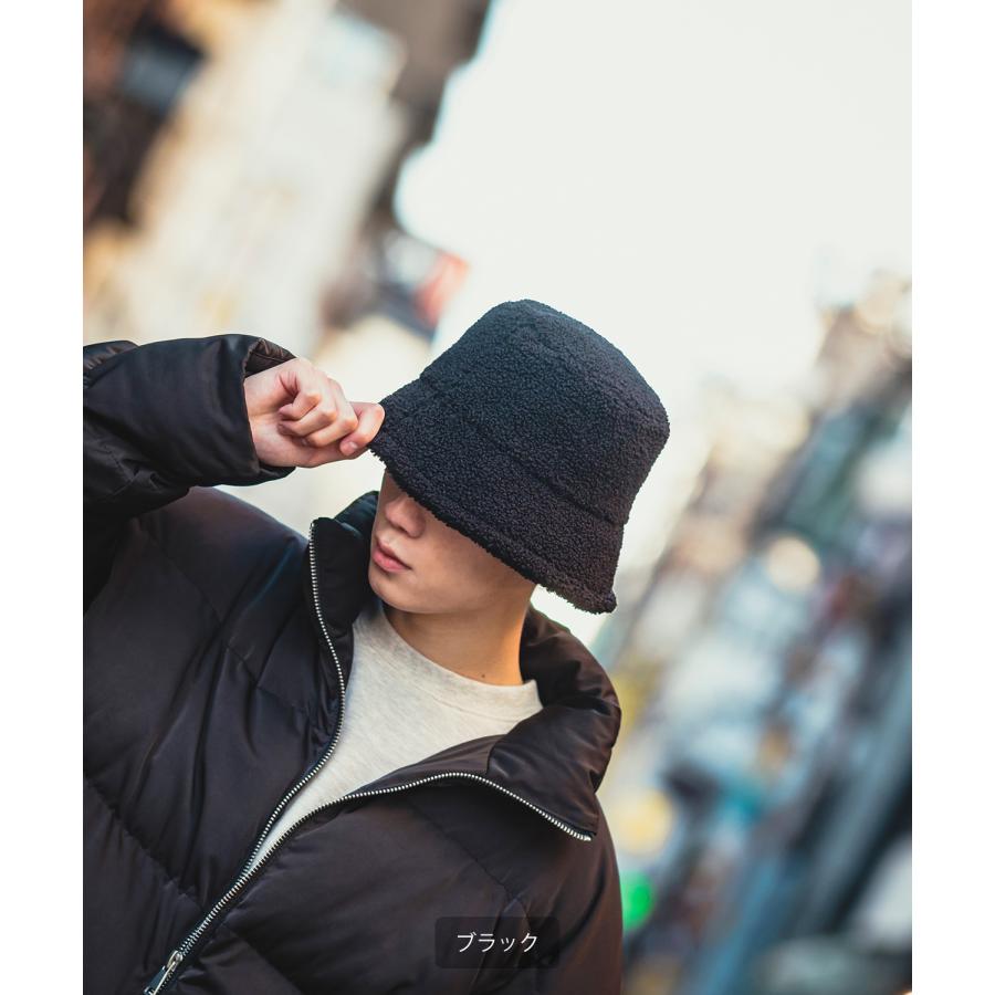 ハット メンズ レディース バケットハット 帽子 ボア ストリート 韓国ファッション カジュアル 古着MIX ブラック ブラウン ホワイト | improves | 09