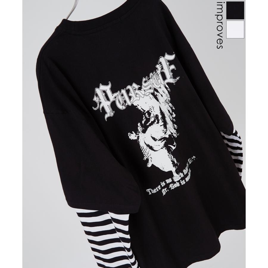 improves ロンT メンズ フェイク レイヤード 重ね着 長袖Tシャツ