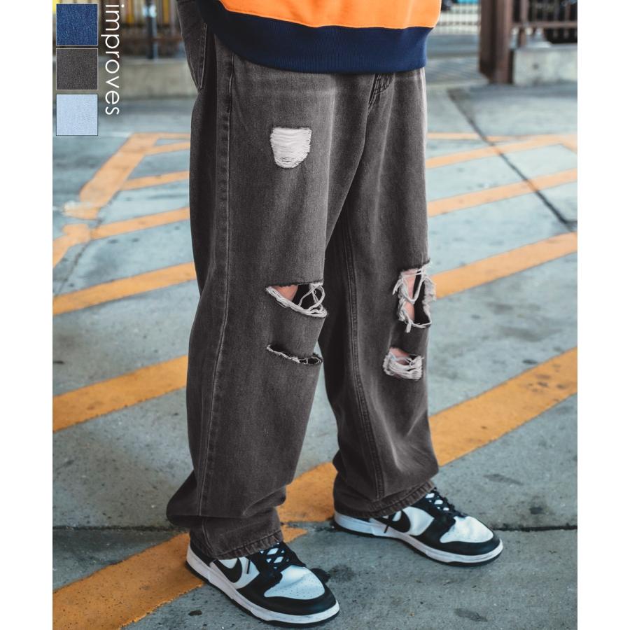 improves（インプローブス） デニムパンツ メンズ ダメージ ワイド