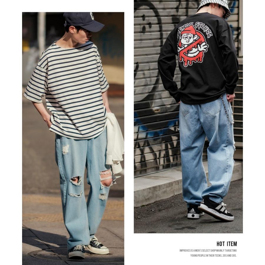 improves（インプローブス） デニムパンツ メンズ ダメージ ワイド