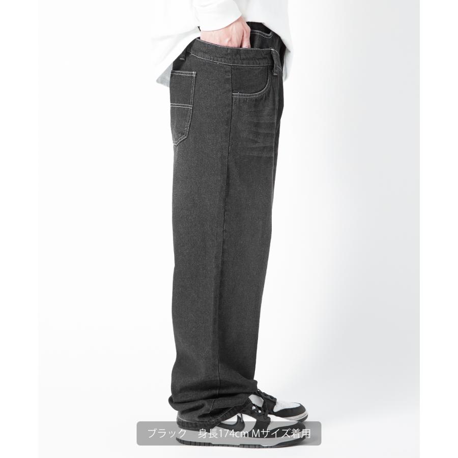 デニムパンツ メンズ ダブルウエスト バギーパンツ ワイド ジーンズ イージーパンツ 大きめ アメカジ カジュアル スケーター ストリート | improves | 12