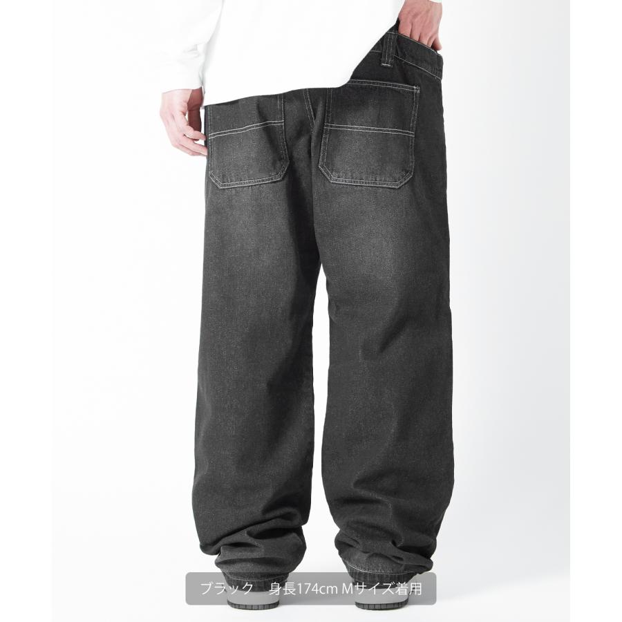 デニムパンツ メンズ ダブルウエスト バギーパンツ ワイド ジーンズ イージーパンツ 大きめ アメカジ カジュアル スケーター ストリート | improves | 13