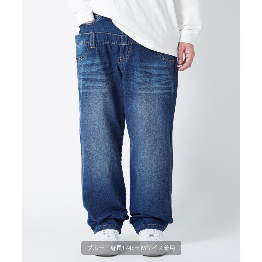 デニムパンツ メンズ ダブルウエスト バギーパンツ ワイド ジーンズ イージーパンツ 大きめ アメカジ カジュアル スケーター ストリート | improves | 04