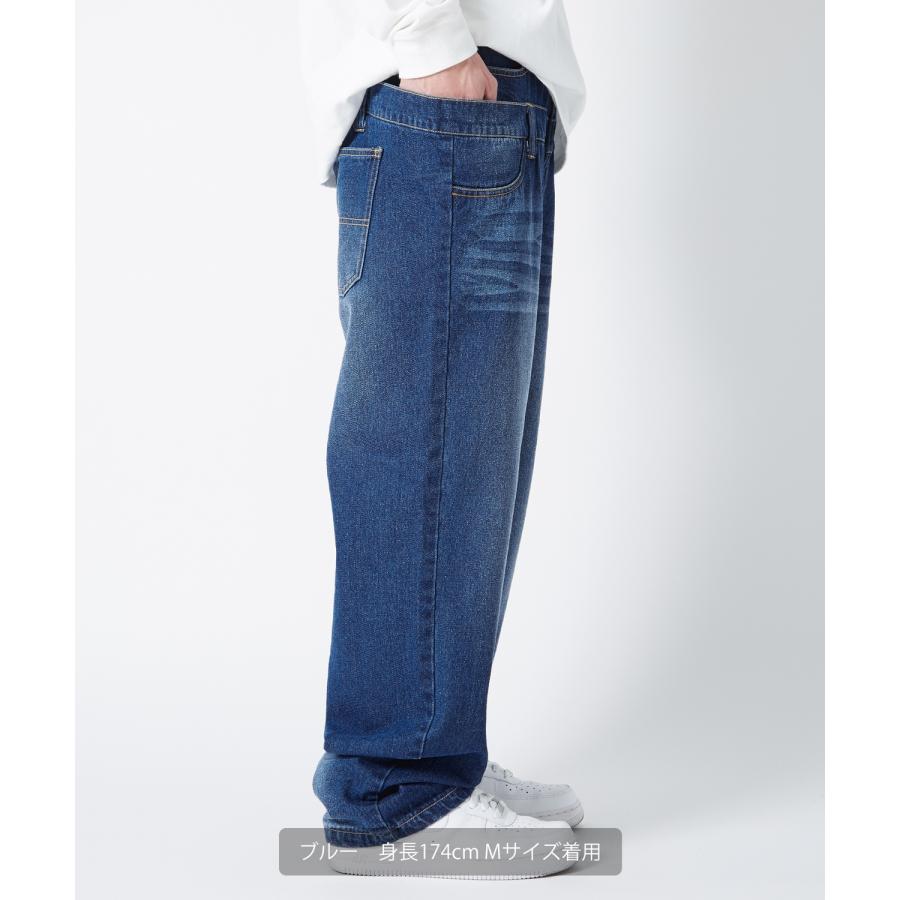 デニムパンツ メンズ ダブルウエスト バギーパンツ ワイド ジーンズ イージーパンツ 大きめ アメカジ カジュアル スケーター ストリート | improves | 05