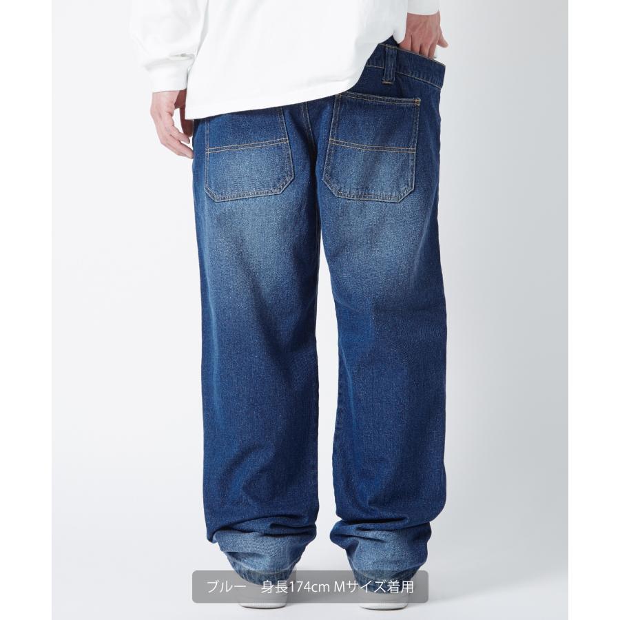 デニムパンツ メンズ ダブルウエスト バギーパンツ ワイド ジーンズ イージーパンツ 大きめ アメカジ カジュアル スケーター ストリート | improves | 06