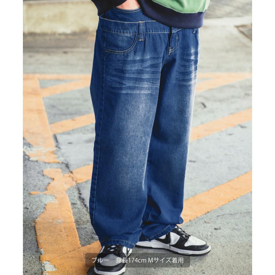 デニムパンツ メンズ ダブルウエスト バギーパンツ ワイド ジーンズ イージーパンツ 大きめ アメカジ カジュアル スケーター ストリート | improves | 07