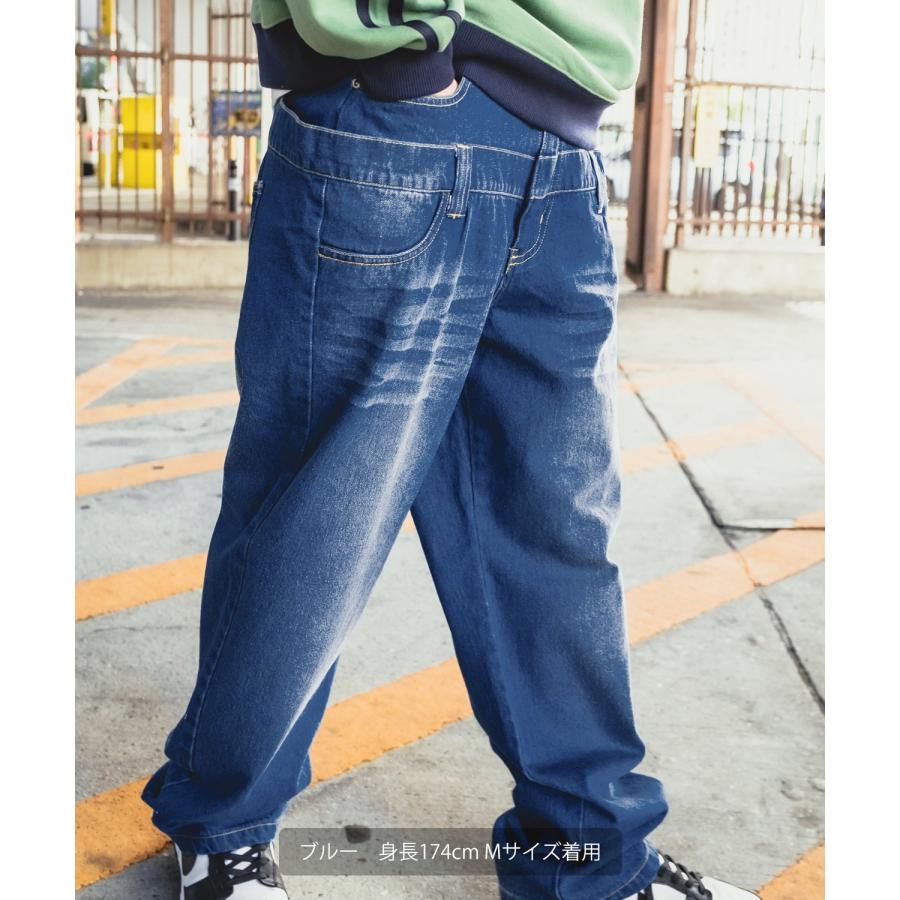 デニムパンツ メンズ ダブルウエスト バギーパンツ ワイド ジーンズ イージーパンツ 大きめ アメカジ カジュアル スケーター ストリート | improves | 08