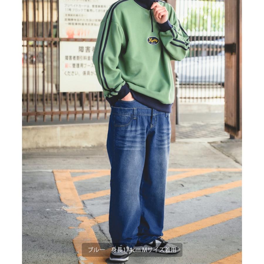 デニムパンツ メンズ ダブルウエスト バギーパンツ ワイド ジーンズ イージーパンツ 大きめ アメカジ カジュアル スケーター ストリート | improves | 09