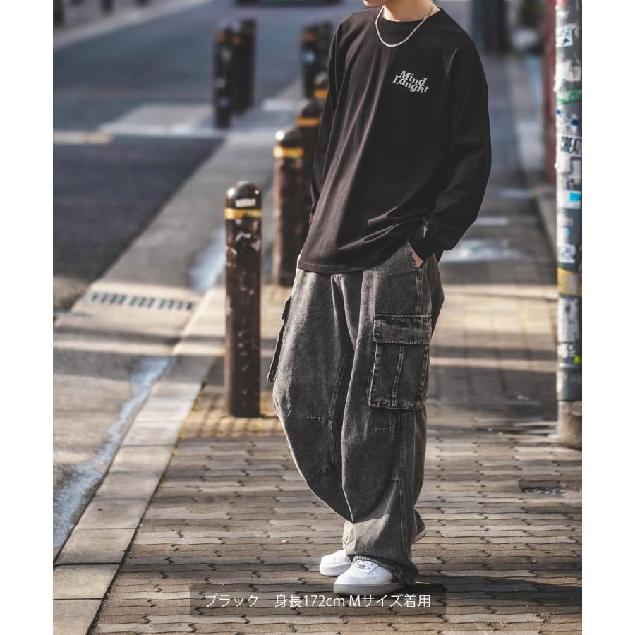 デニムパンツ メンズ カーゴパンツ ケミカルウォッシュ ワイド ジーンズ イージーパンツ 大きめ アメカジ カジュアル スケーター ストリート | improves | 11