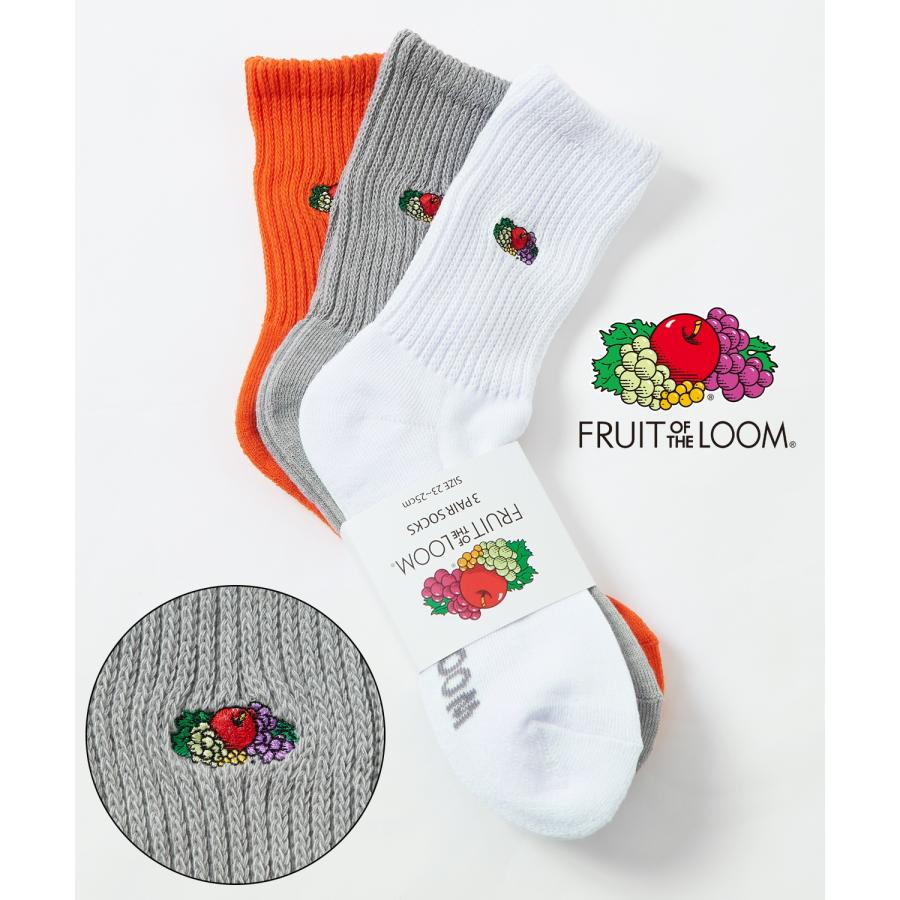 ソックス FRUIT OF THE LOOM/フルーツオブザルーム 3足セット ワンポイント 刺しゅう カラーソックス スニーカーソックス 靴下 くつした | FRUIT OF THE LOOM