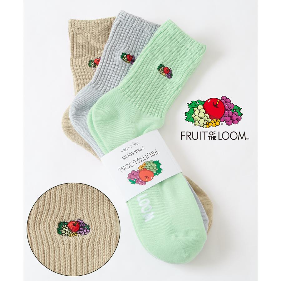 ソックス メンズ FRUIT OF THE LOOM/フルーツオブザルーム 3足セット ワンポイント 刺しゅう カラーソックス スニーカーソックス 靴下 くつした | FRUIT OF THE LOOM