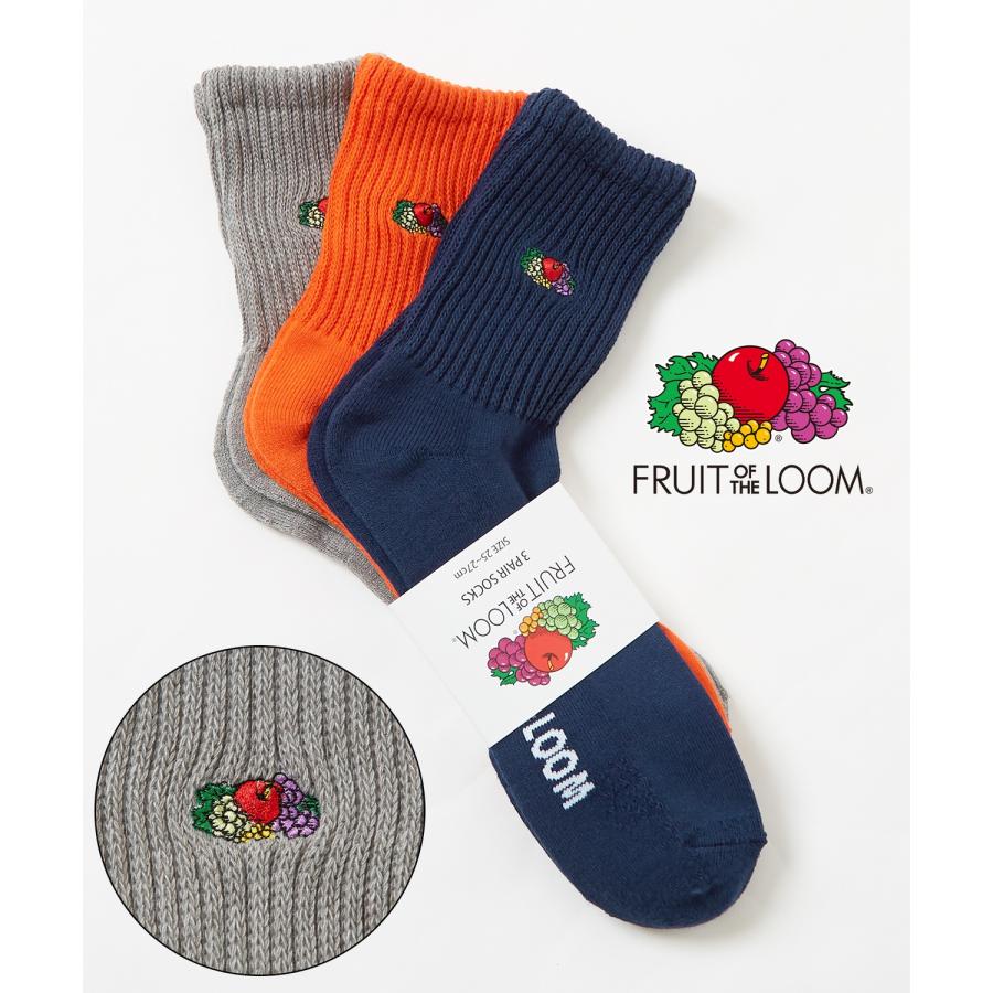 ソックス メンズ FRUIT OF THE LOOM/フルーツオブザルーム 3足セット ワンポイント 刺しゅう カラーソックス スニーカーソックス 靴下 くつした | FRUIT OF THE LOOM