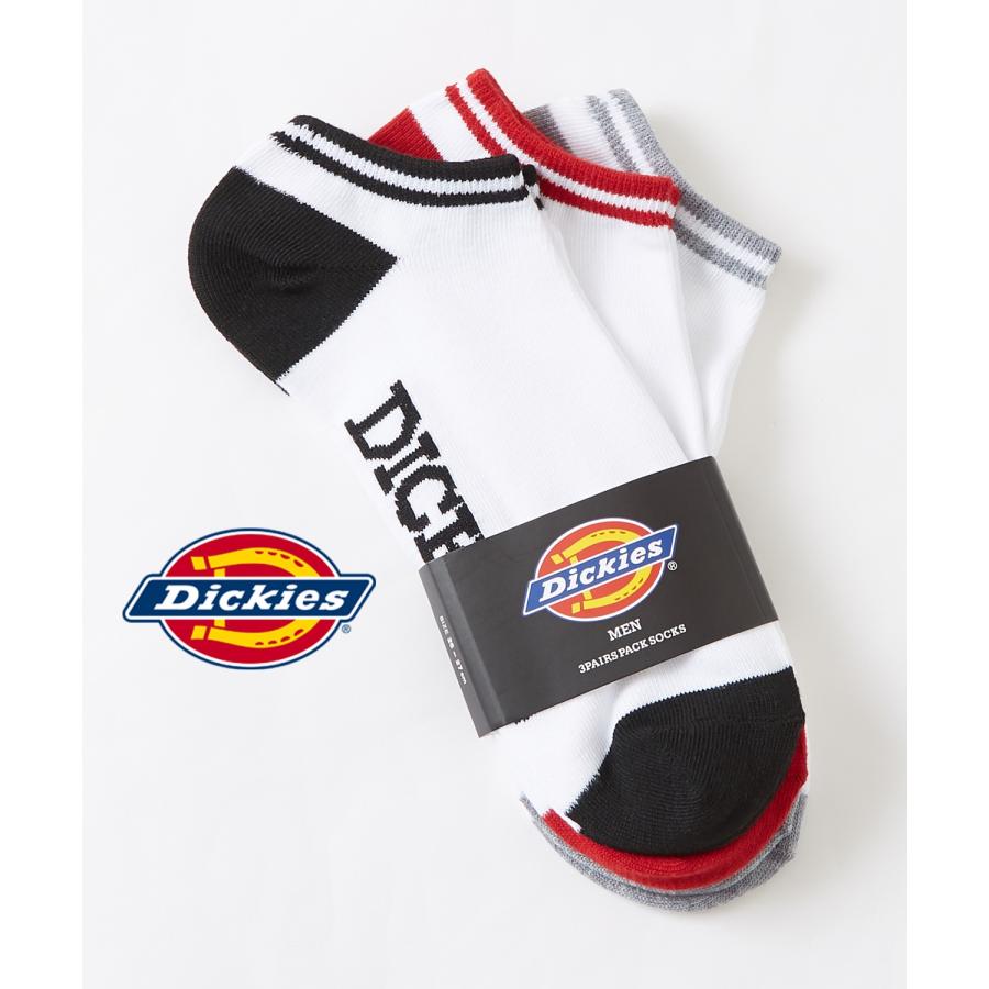 ソックス メンズ Dickies/ディッキーズ 3足セット ラインデザイン ショートソックス スニーカーソックス アンクルソックス くるぶし丈 靴下 くつした | Dickies