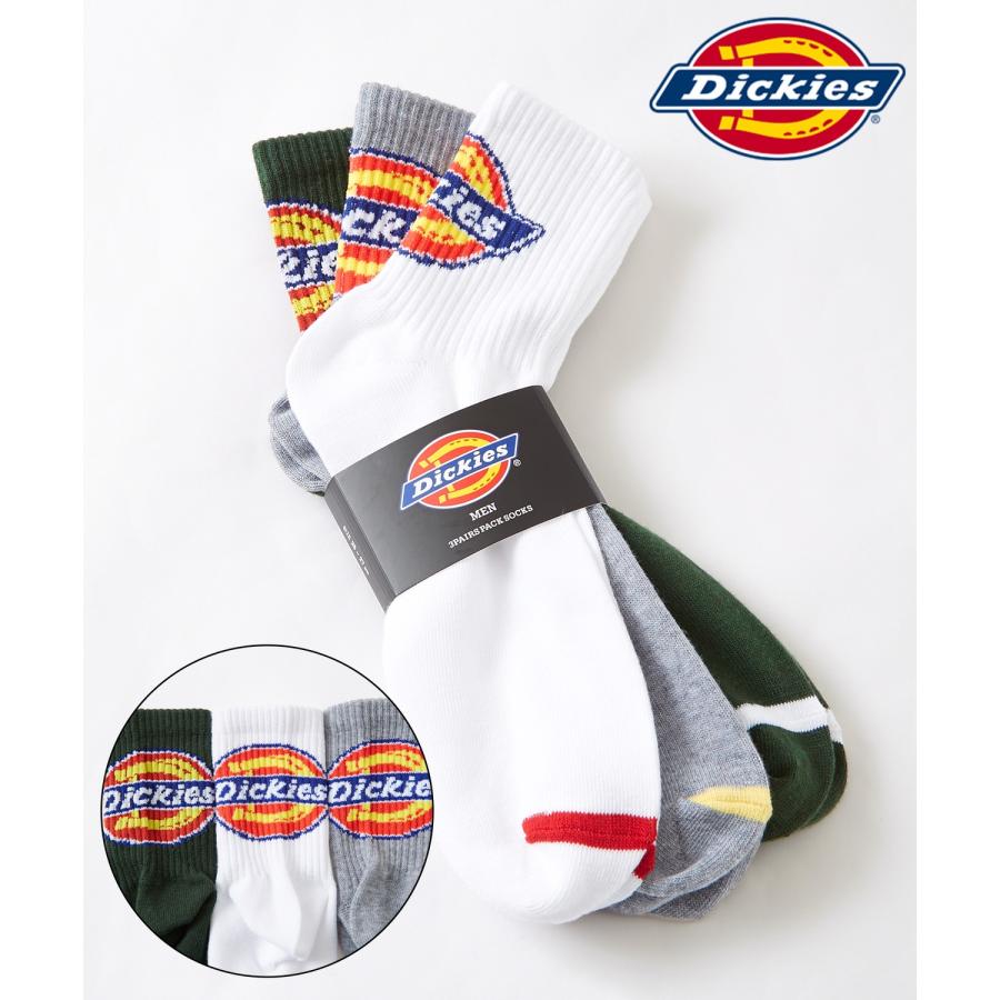 ソックス メンズ Dickies/ディッキーズ 3足セット ブランドロゴ スニーカーソックス ミドル丈 靴下 くつした ブランド カジュアル | Dickies