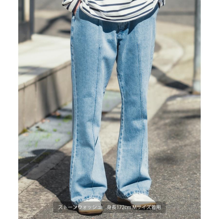 improves デニムパンツ メンズ フレアパンツ ピンタック