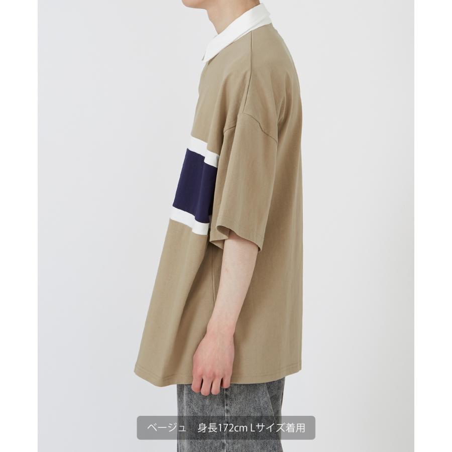 ポロシャツ メンズ USコットン アメリカ綿 切り替え ボーダー 半袖 無地 ラガーシャツ ビッグサイズ オーバーサイズ 古着MIX アメカジ ストリート | improves | 06