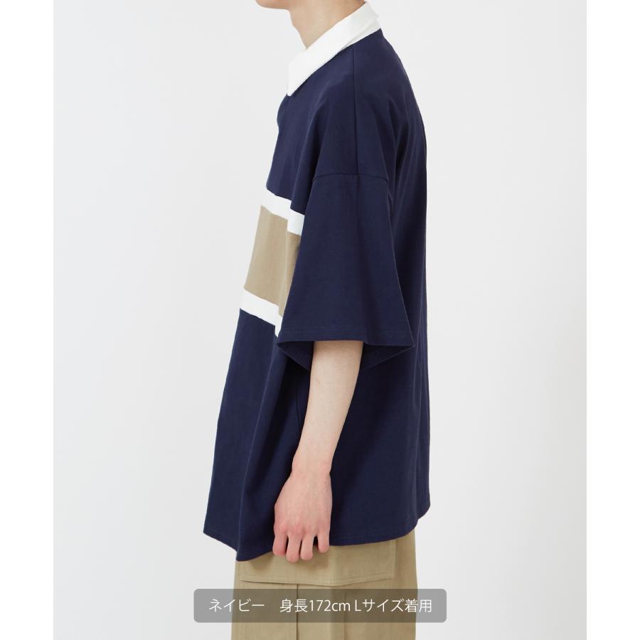 ポロシャツ メンズ USコットン アメリカ綿 切り替え ボーダー 半袖 無地 ラガーシャツ ビッグサイズ オーバーサイズ 古着MIX アメカジ ストリート | improves | 12