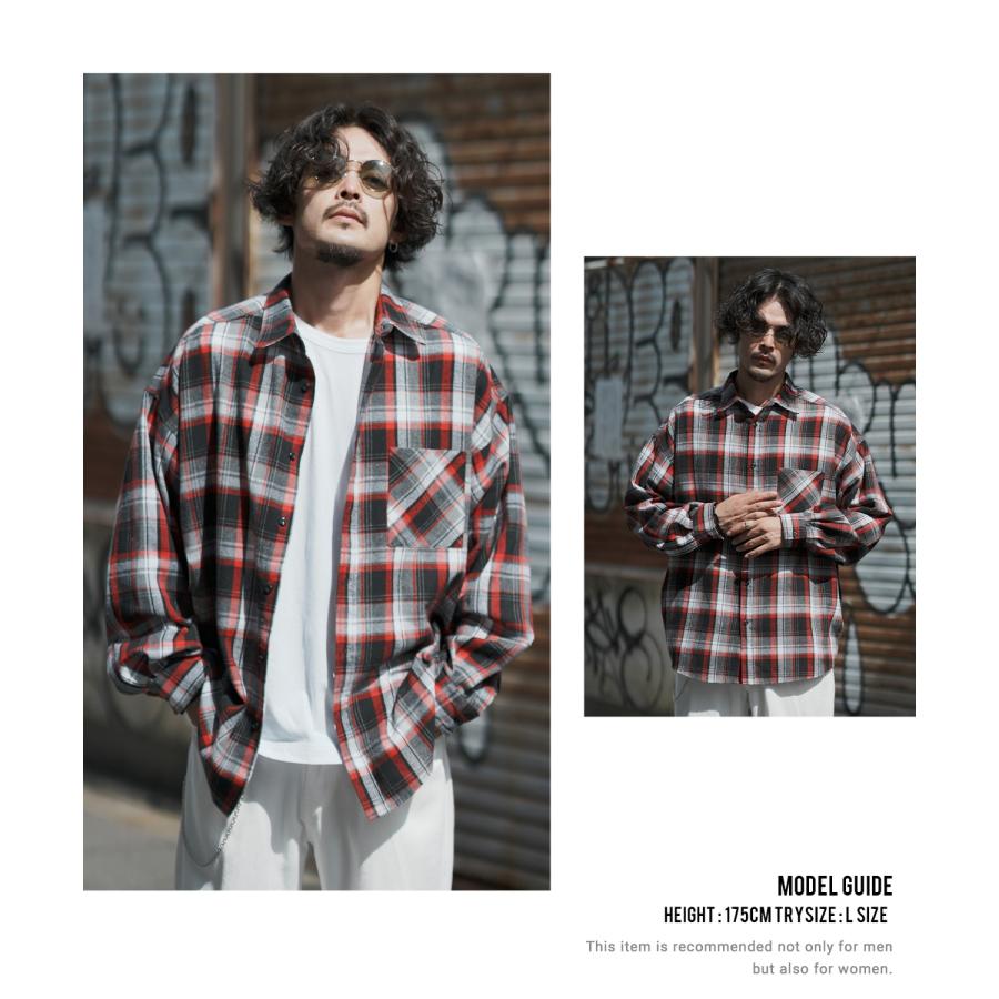 長袖シャツ メンズ ビエラチェック シャツ ネルシャツ ルーズ オーバーサイズ ビッグサイズ 大きいサイズ ゆったり ストリート スケーター アメカジ | improves | 16