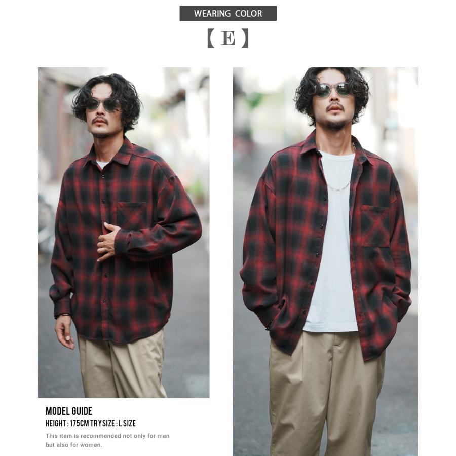 長袖シャツ メンズ ビエラチェック シャツ ネルシャツ ルーズ オーバーサイズ ビッグサイズ 大きいサイズ ゆったり ストリート スケーター アメカジ | improves | 18
