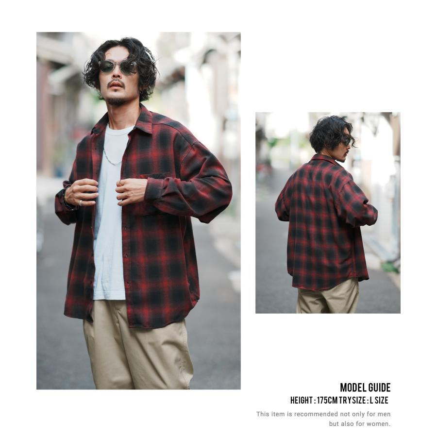長袖シャツ メンズ ビエラチェック シャツ ネルシャツ ルーズ オーバーサイズ ビッグサイズ 大きいサイズ ゆったり ストリート スケーター アメカジ | improves | 19