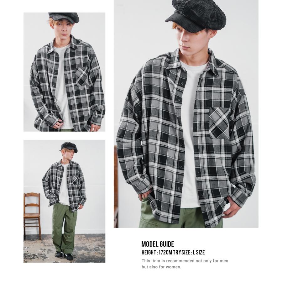 長袖シャツ メンズ ビエラチェック シャツ ネルシャツ ルーズ オーバーサイズ ビッグサイズ 大きいサイズ ゆったり ストリート スケーター アメカジ | improves | 11