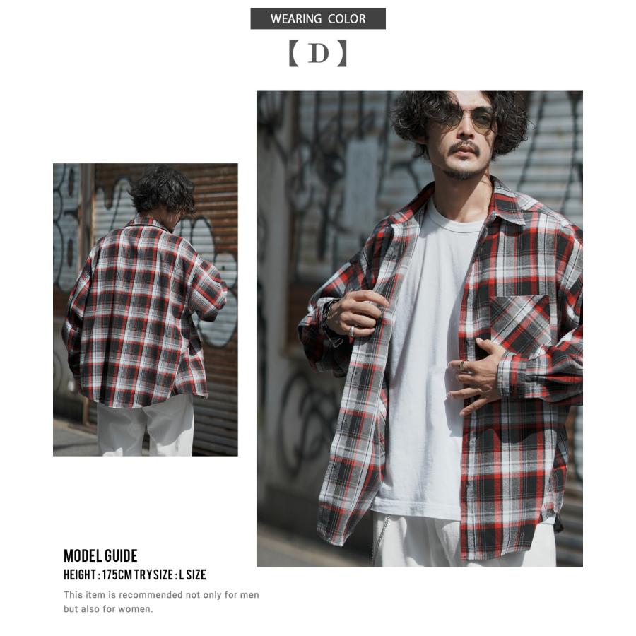 長袖シャツ メンズ ビエラチェック シャツ ネルシャツ ルーズ オーバーサイズ ビッグサイズ 大きいサイズ ゆったり ストリート スケーター アメカジ | improves | 15