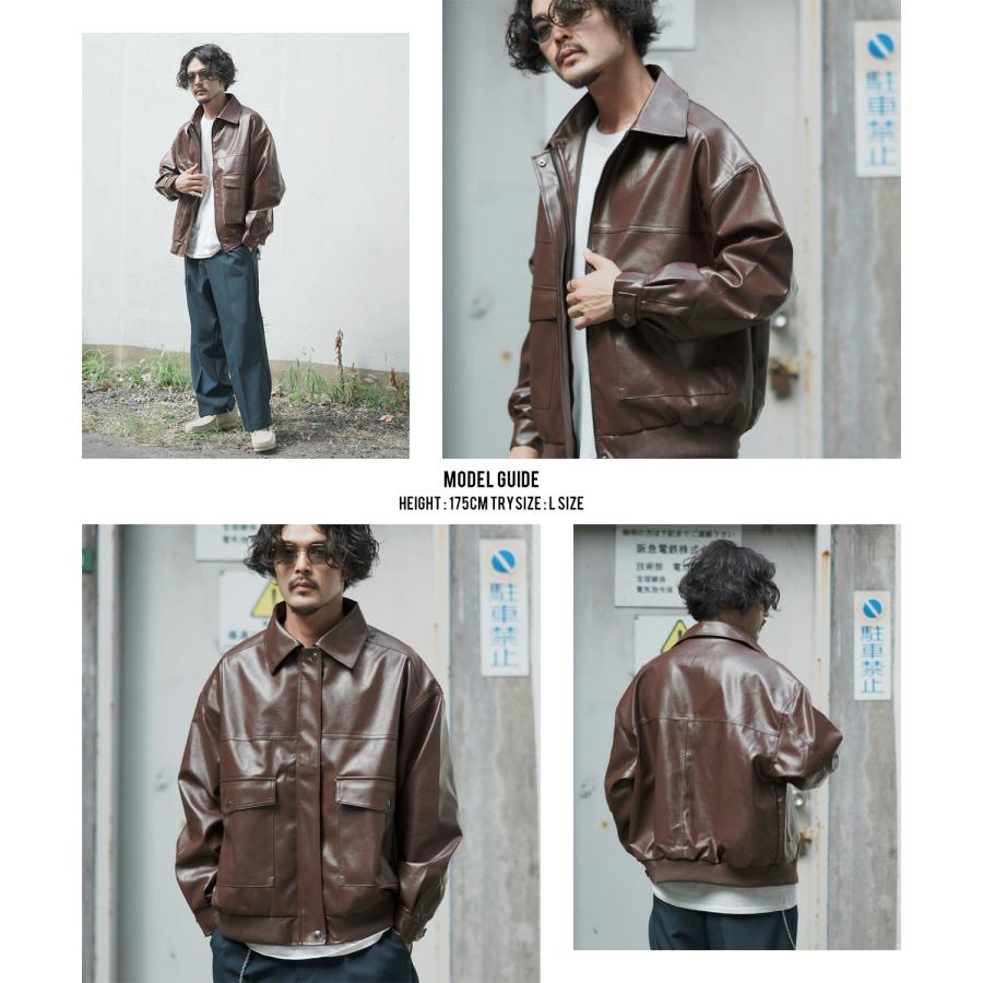 improves ジャケット メンズ PU A-2 レザーライダースジャケット