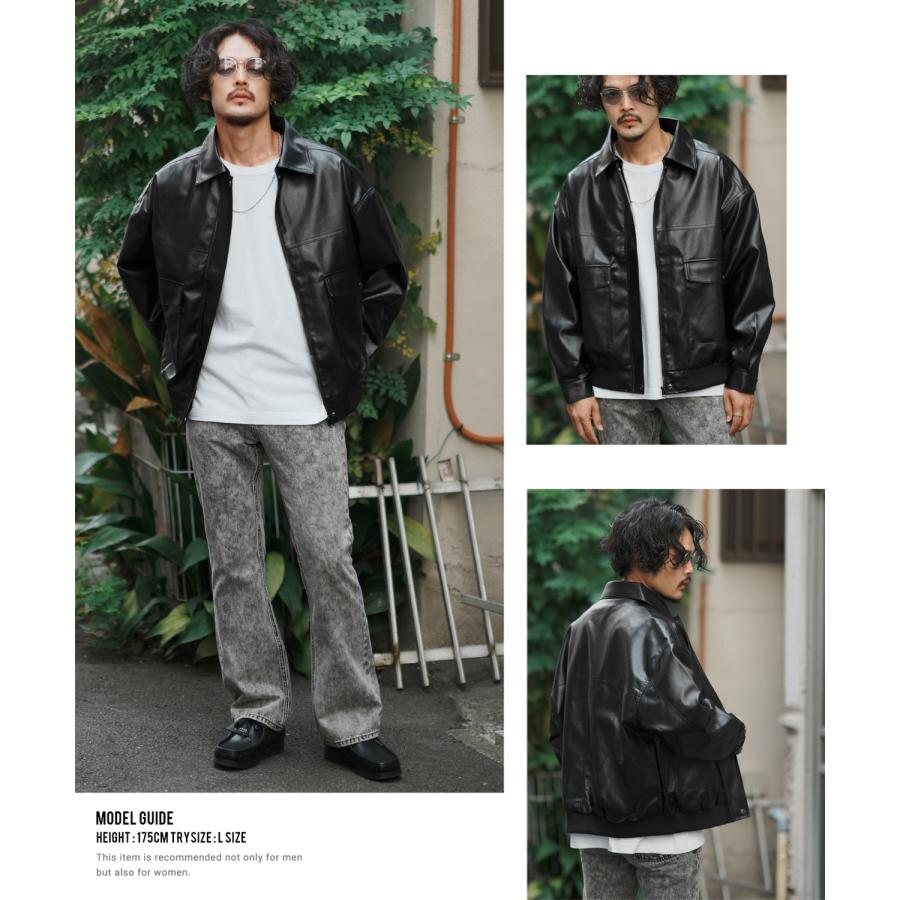 improves ジャケット メンズ PU A-2 レザーライダースジャケット