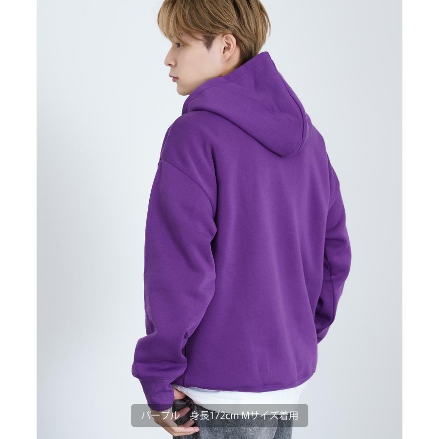 パーカー メンズ ハーフジップ コットンタッチ 裏起毛 無地 スウェット ハーフジップ オーバーサイズ 大きめ アメカジ カジュアル ストリート スケーター 韓国 | improves | 18