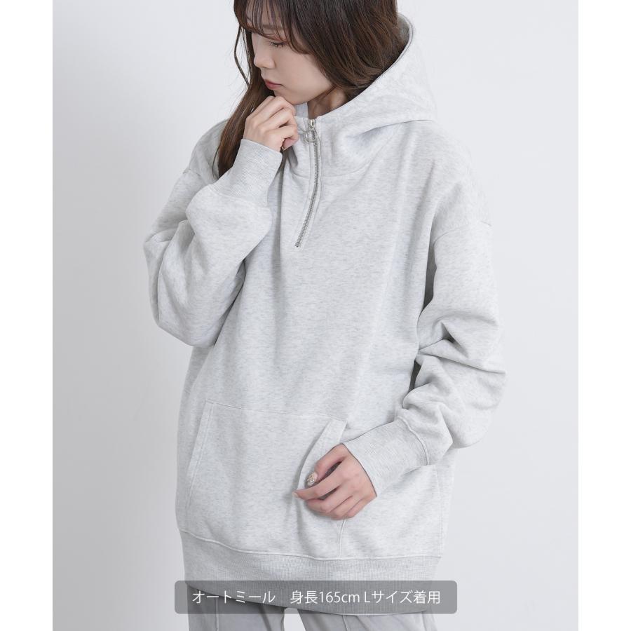 パーカー メンズ ハーフジップ コットンタッチ 裏起毛 無地 スウェット ハーフジップ オーバーサイズ 大きめ アメカジ カジュアル ストリート スケーター 韓国 | improves | 20