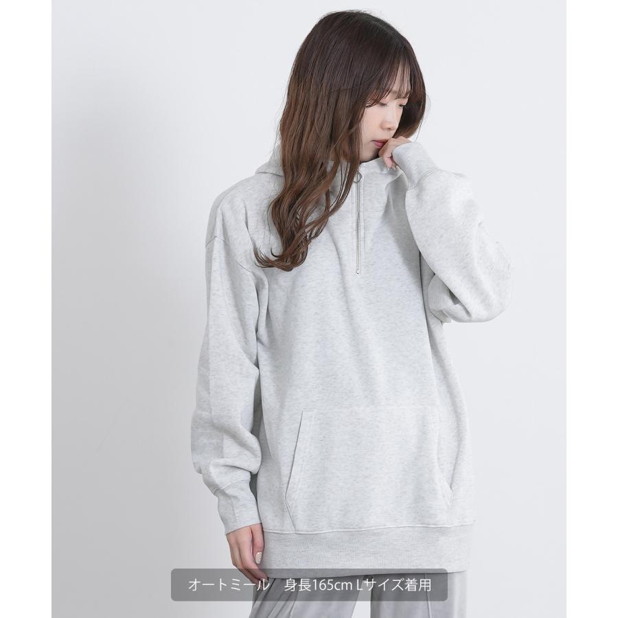 パーカー メンズ ハーフジップ コットンタッチ 裏起毛 無地 スウェット ハーフジップ オーバーサイズ 大きめ アメカジ カジュアル ストリート スケーター 韓国 | improves | 21