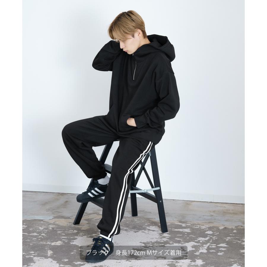 パーカー メンズ ハーフジップ コットンタッチ 裏起毛 無地 スウェット ハーフジップ オーバーサイズ 大きめ アメカジ カジュアル ストリート スケーター 韓国 | improves | 08