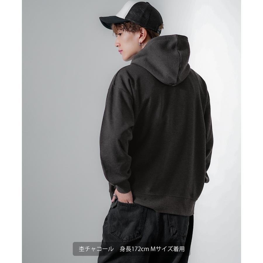 パーカー メンズ ハーフジップ コットンタッチ 裏起毛 無地 スウェット ハーフジップ オーバーサイズ 大きめ アメカジ カジュアル ストリート スケーター 韓国 | improves | 10