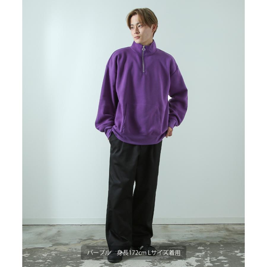 トレーナー メンズ ハーフジップ コットンタッチ 裏起毛 無地 スウェット オーバーサイズ 大きめ アメカジ カジュアル ストリート シンプル スケーター 韓国 | improves | 07