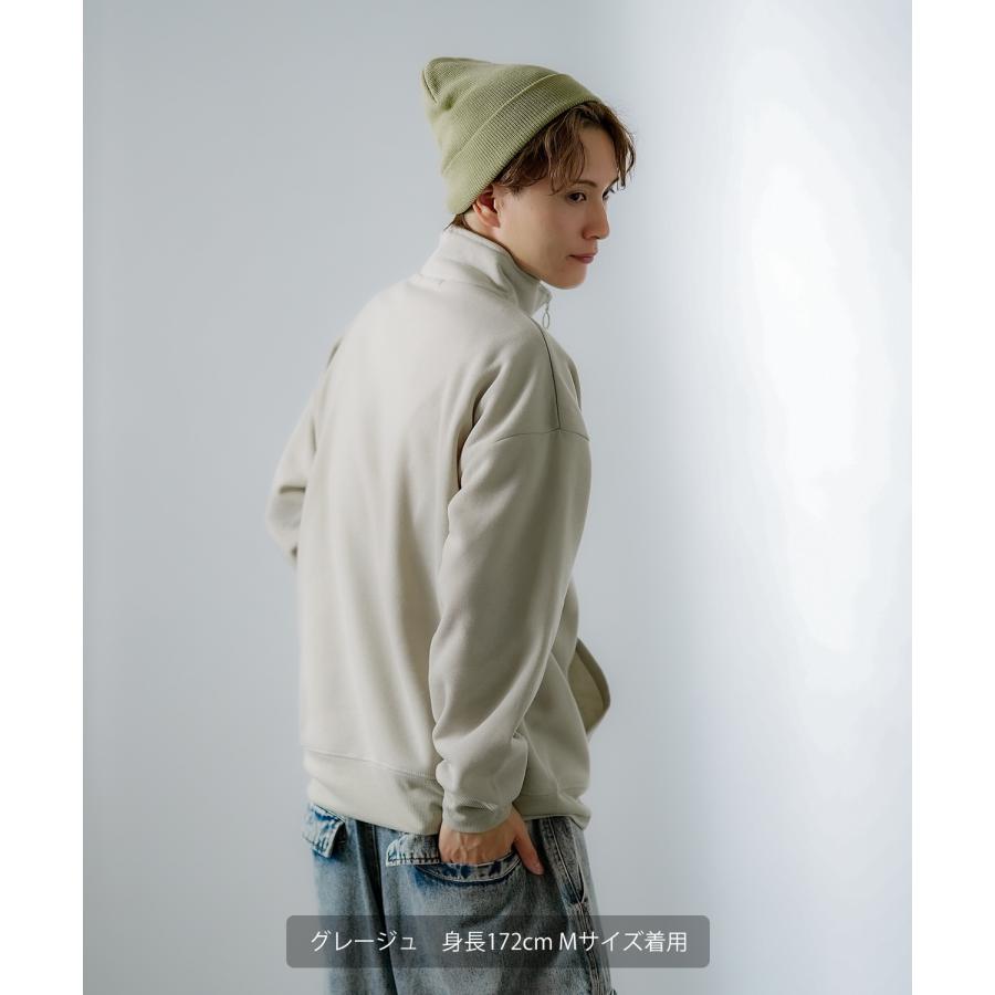 トレーナー メンズ ハーフジップ コットンタッチ 裏起毛 無地 スウェット オーバーサイズ 大きめ アメカジ カジュアル ストリート シンプル スケーター 韓国 | improves | 10