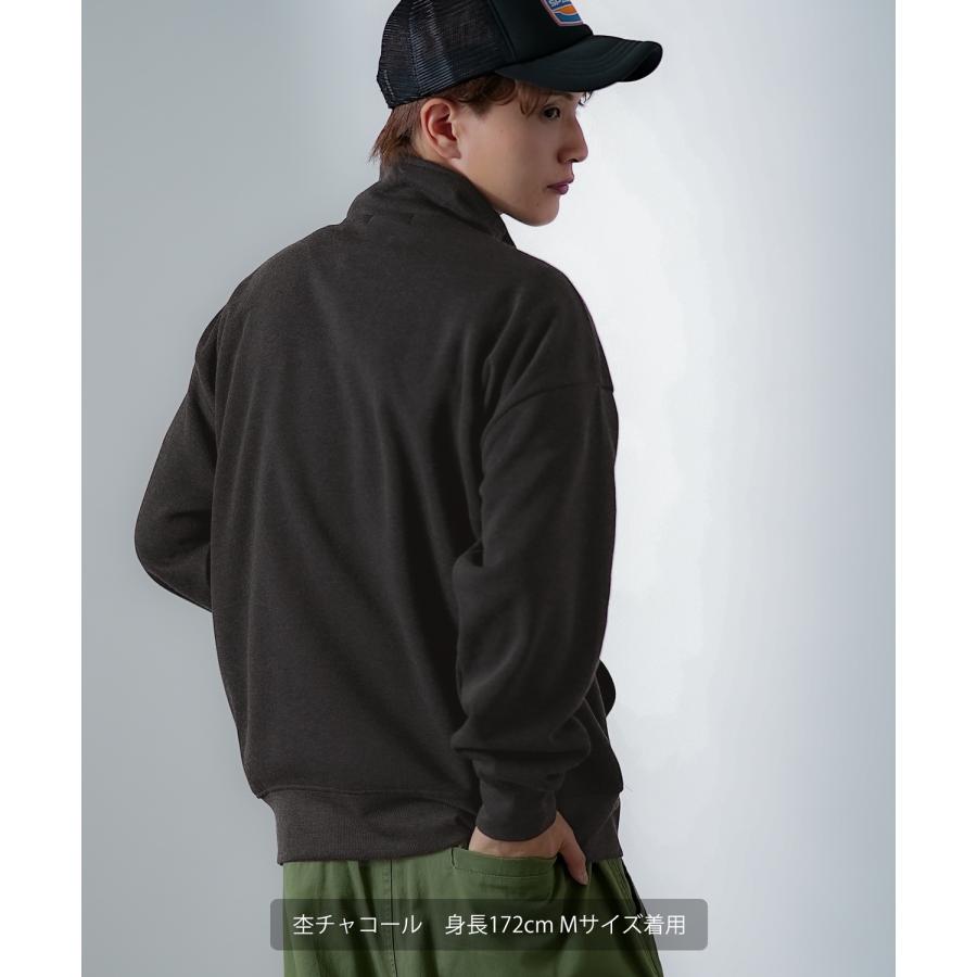 トレーナー メンズ ハーフジップ コットンタッチ 裏起毛 無地 スウェット オーバーサイズ 大きめ アメカジ カジュアル ストリート シンプル スケーター 韓国 | improves | 13